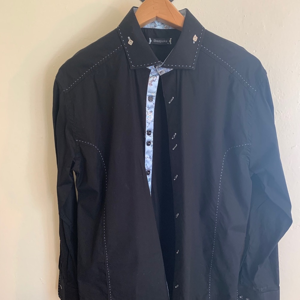 Men’s Bespoke L/S Shirt w/ Contrasting Fabric Trim